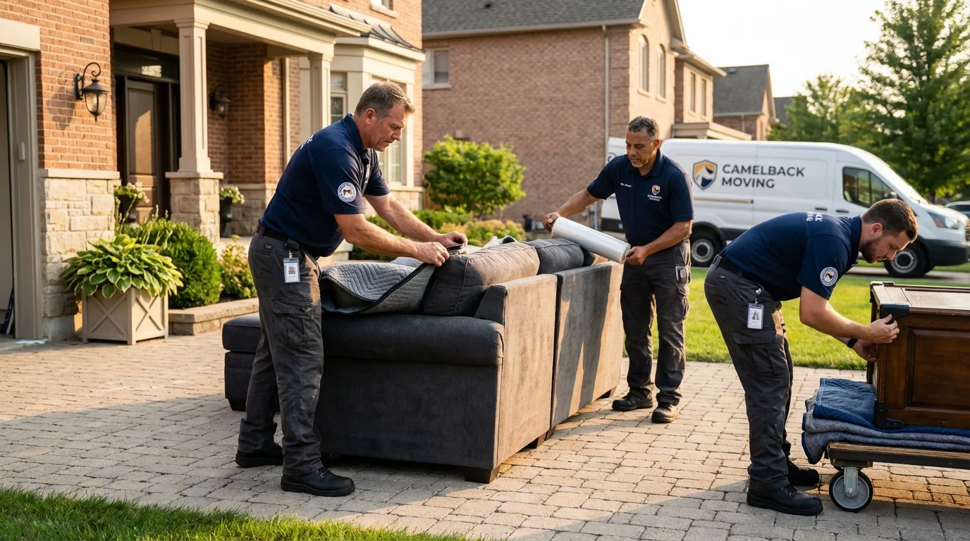 Large estate moving crew wrapping furniture in Kerens, TX